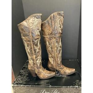 Dan Post Brown Ankle Boots with Tan Embroidery